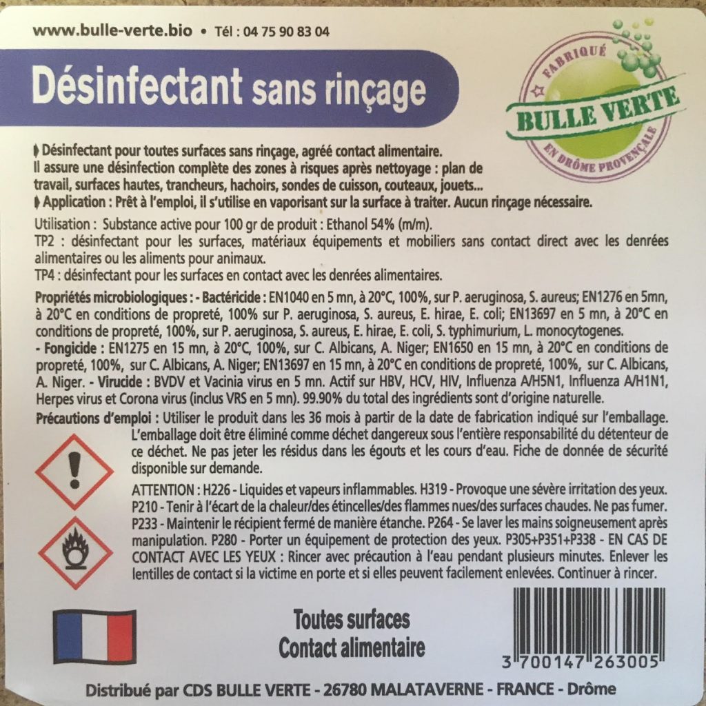 Désinfectant alimentaire sans rinçage PURELL Ecocert - 6 Sprays de 750ML 